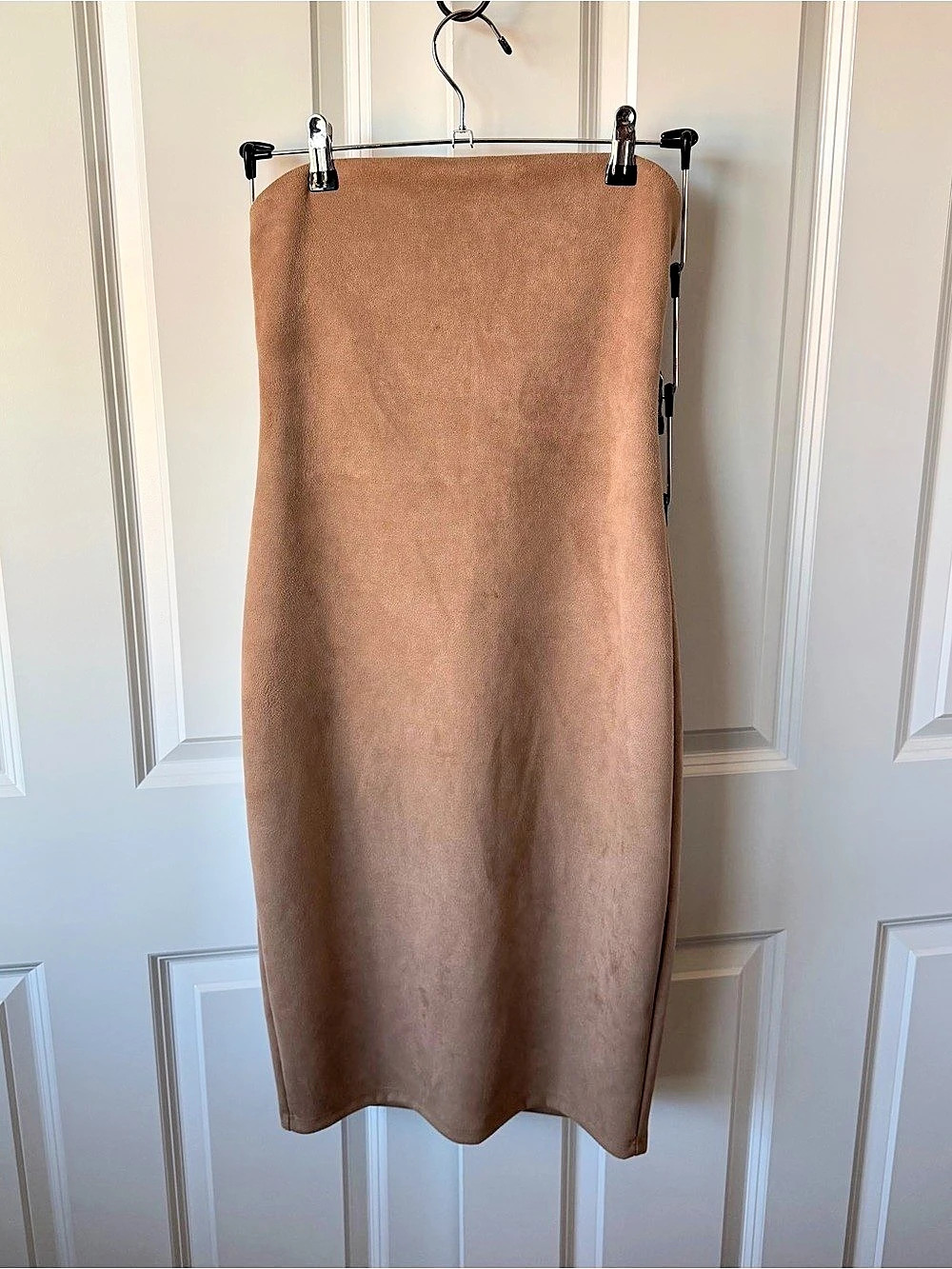 Susana Monaco Camel Faux Suede Strapless Tube Dress M